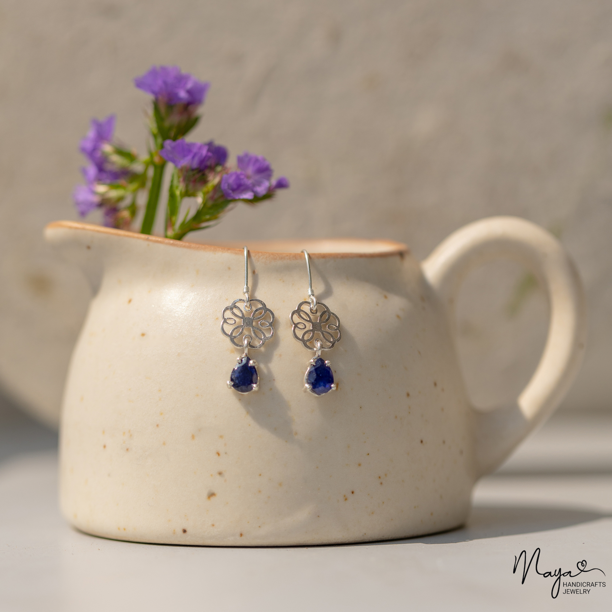 Clover-gemstone earrings
